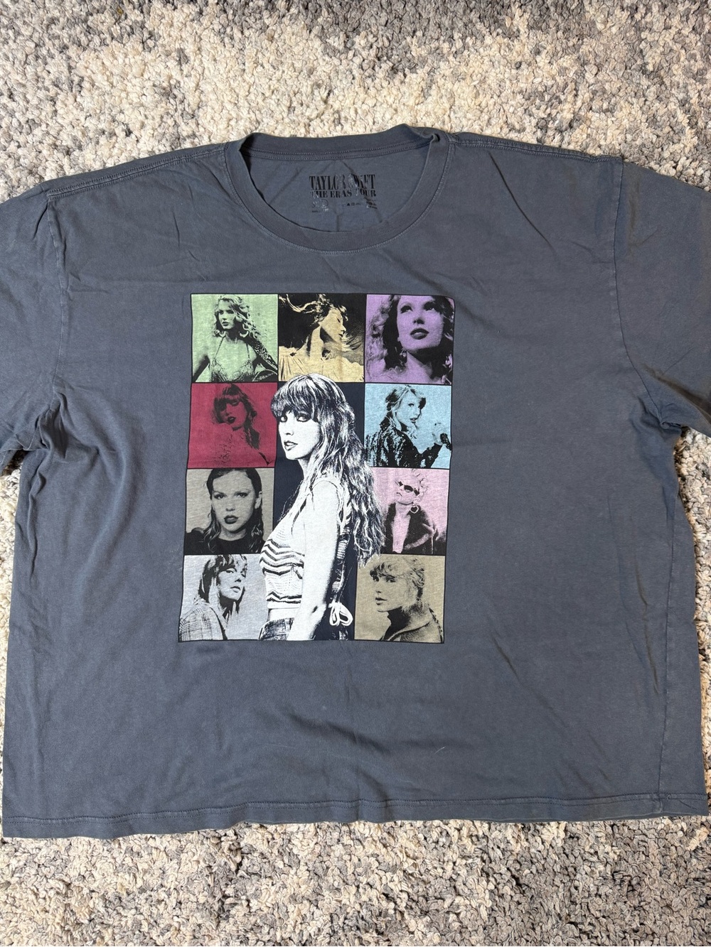 Taylor Swift The Eras Tour 2023 Charcoal Tee with Multi-Color Pop Art, 3XL
